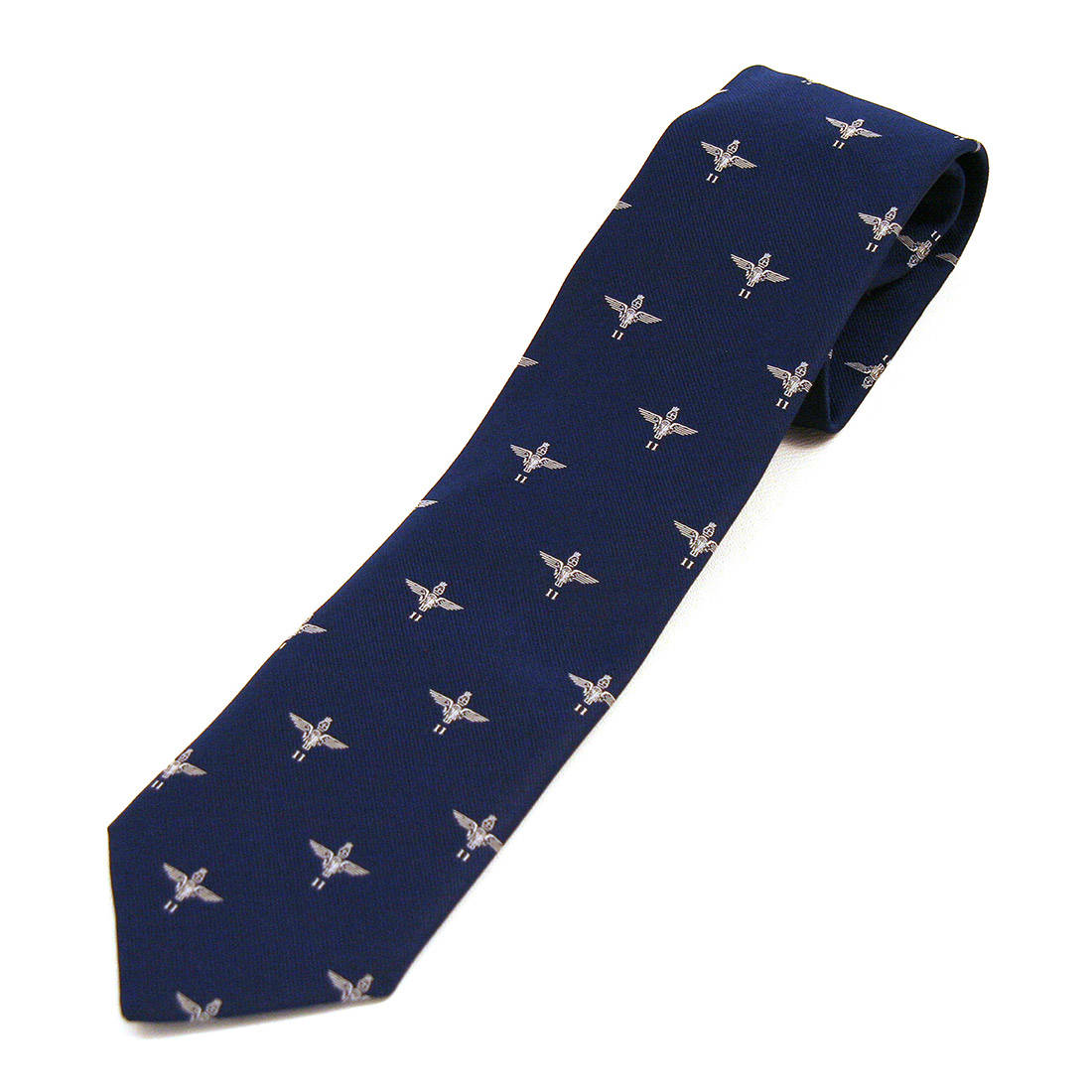 Tie, II Para Cap Badge on Blue (Polyester)