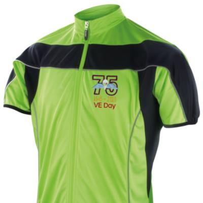 Short Sleeved Performance Bike Top - Lime Green - VE Day 75th (Jump Wings)