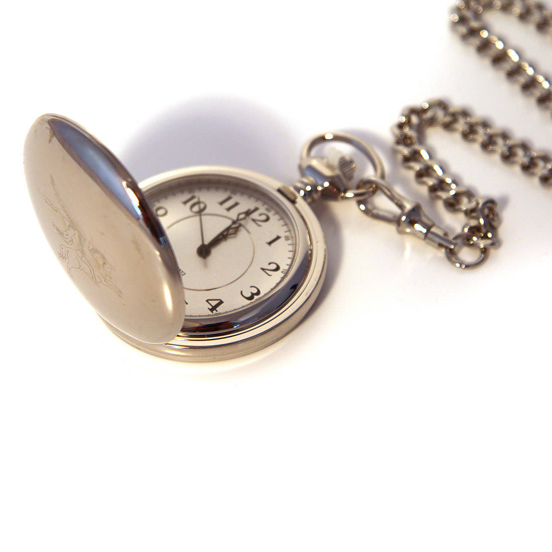 Chrome Finish Engraved Pocket Watch - Para or Pegasus - The Airborne Shop