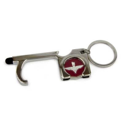 Metal Door Opener Keyring with Touch Stylus, Bottle Opener and Trolley Coin - Para