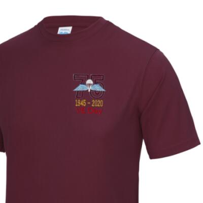 Gym/Training T-Shirt - Maroon - VE Day 75th (Jump Wings)