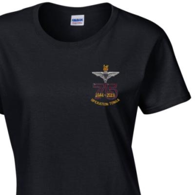 Lady's Crew Neck T-Shirt - Black - Operation Tonga 75th (Para)
