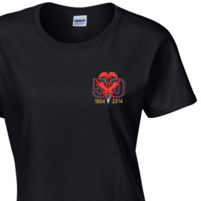 Lady's Crew Neck T-Shirt - Black - Red Devils 50th