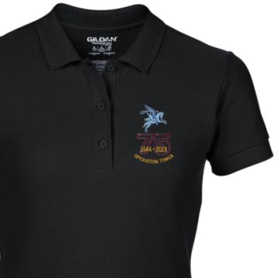 Lady's Polo Shirt - Black - Operation Tonga 75th (Pegasus)