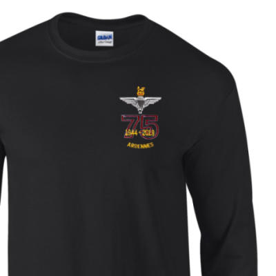 Long Sleeved T-Shirt - Black - Ardennes 75th (Para)