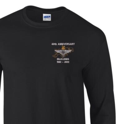 Long Sleeved T-Shirt - Black - Falklands 40th
