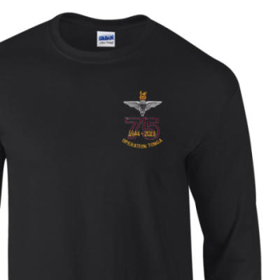 Long Sleeved T-Shirt - Black - Operation Tonga 75th (Para)