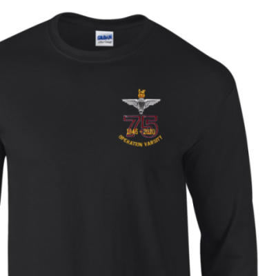 Long Sleeved T-Shirt - Black - Operation Varsity 75th (Para)