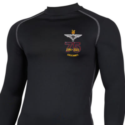 Long Sleeved Thermal Top - Black - Ardennes 75th (Para)