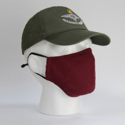 Maroon Face Covering (Mask) with Nose Wire and Adjustable Straps
