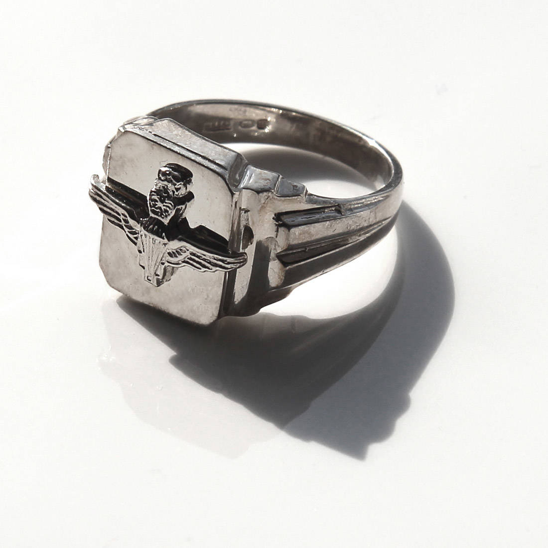 Sterling Silver Square Parachute Regiment Ring (2) - The Airborne Shop