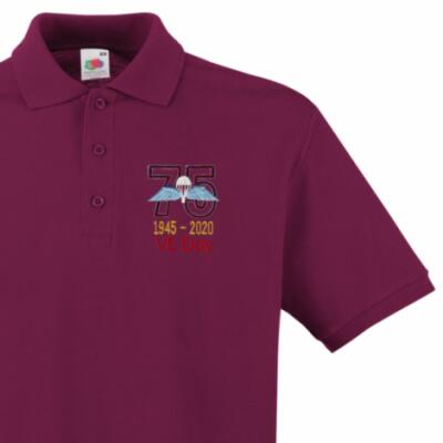 Polo Shirt - Maroon - VE Day 75th (Jump Wings)