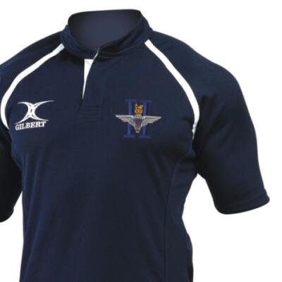 *CLEARANCE* Rugby Shirt (Gilbert Branded), Large, Navy, 2 Para (Battalion Numerals), Pegasus Back Embroidery