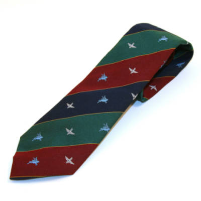 Tie, Para & Pegasus on Maroon, Blue & Green Stripes with Thin Gold Lines (Polyester)