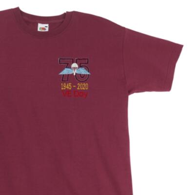 T-Shirt - Maroon - VE Day 75th (Jump Wings)