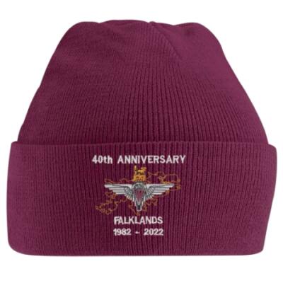 Turn-Up Beanie Hat - Maroon - Falklands 40th