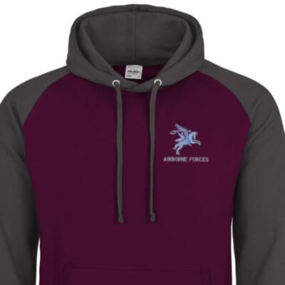 *CLEARANCE* Two-Tone Hoody, XL, Maroon / Grey, Pegasus Airborne Forces