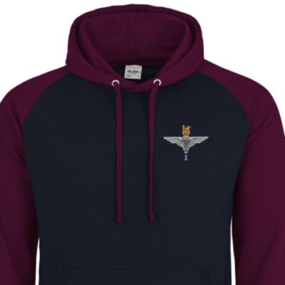 *CLEARANCE* Two-Tone Hoody, Large, Navy / Maroon, 1 Para Cap-Badge, Pegasus Back Embroidery