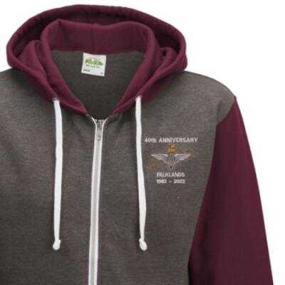 Two-Tone Zip Up Hoody - Maroon - Falklands 40th