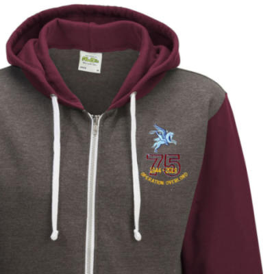 Two-Tone Zip Up Hoody - Maroon - Operation Overlord 75th (Pegasus)