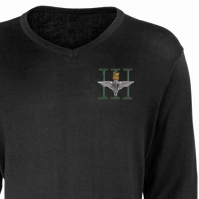 *CLEARANCE* V-Neck Pullover / Sweater, Large, Black, 3 Para (Battalion Numerals)