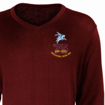 V-Neck Pullover / Sweater - Maroon - Operation Overlord 75th (Pegasus)